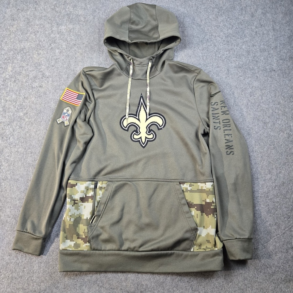 Nike New Orleans Saints Hoodie Mens Medium Green Salute To Service Camo NFL